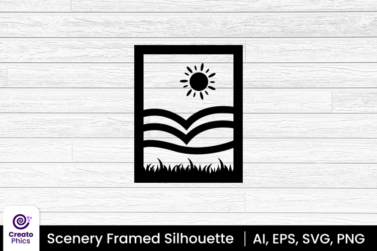scenery silhouette vector illustration | frame shape clipart