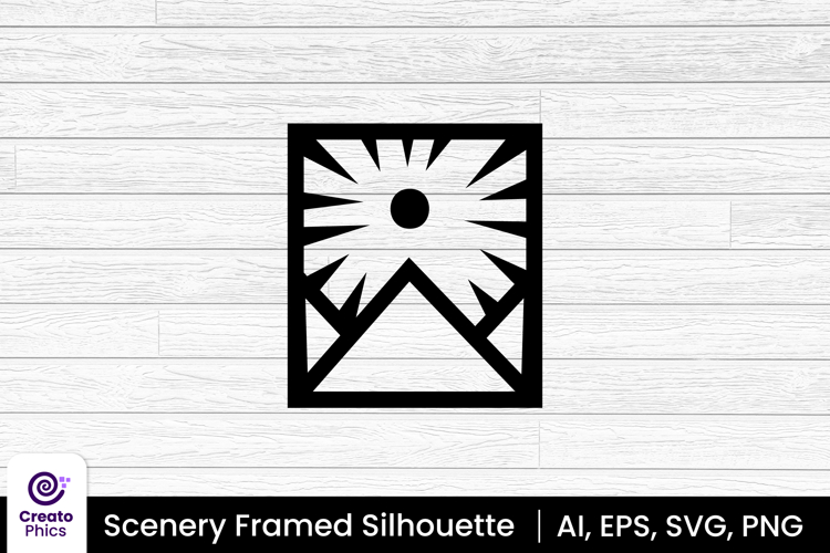 scenery silhouette vector illustration | frame shape clipart