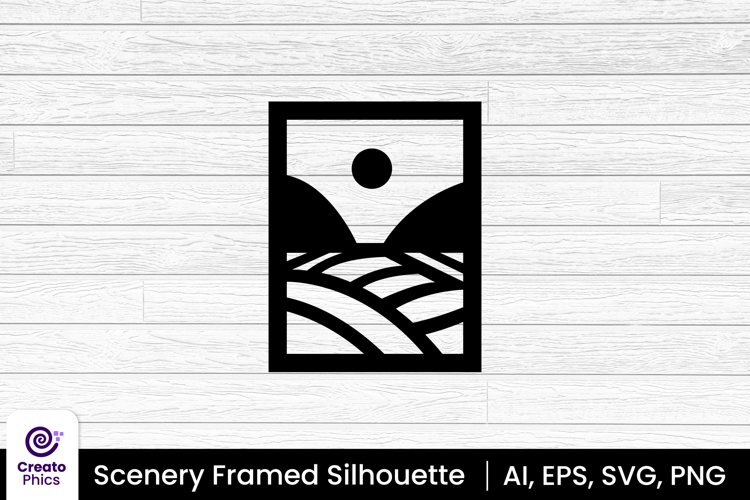 scenery silhouette vector illustration | frame shape clipart