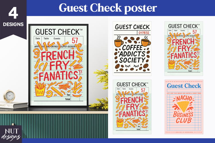 Funny Guest Check Poster Humor quotes Cafe Restaurant decor