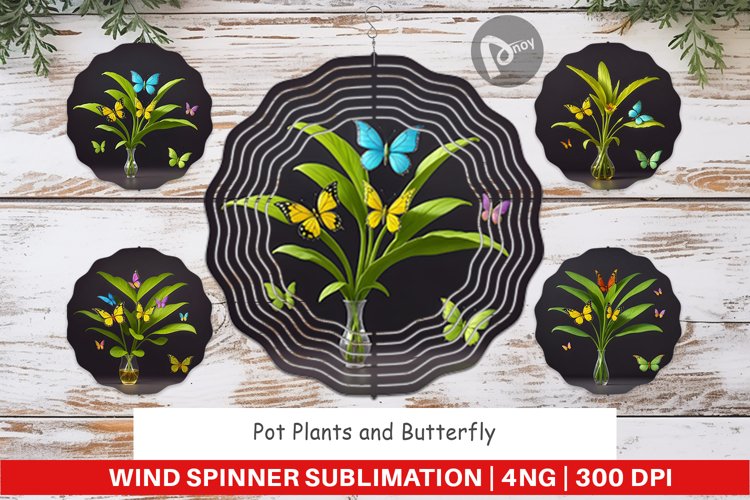 Wind Spinner Pot Plants and Butterfly