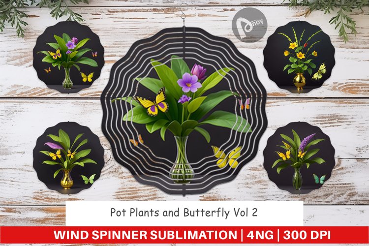 Wind Spinner Pot Plants and Butterfly
