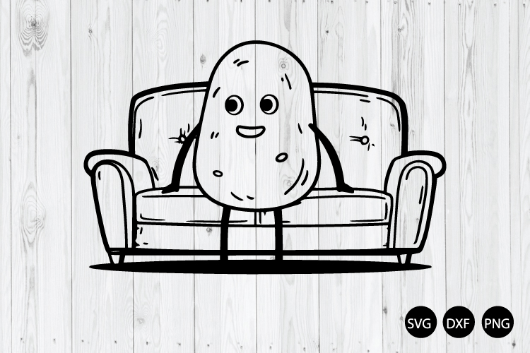 Couch Potato SVG, Cartoon Couch Potato SVG, Happy Potato SVG