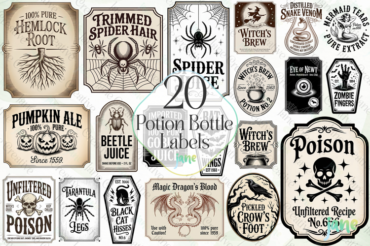 Potion Bottle Labels Sublimation Bundle