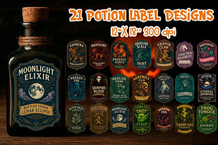 Vintage Halloween Labels | Potion Apothecary Bundle