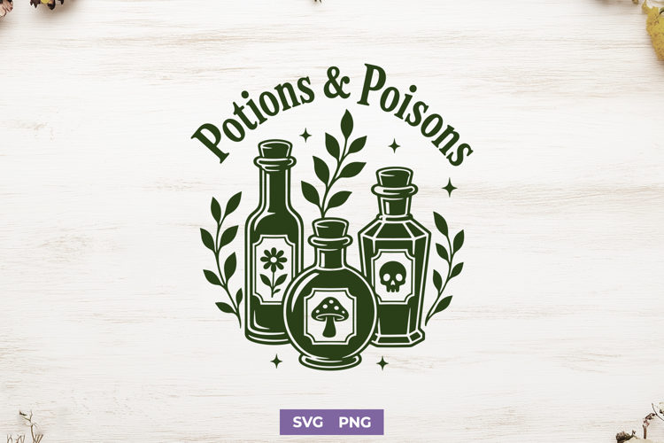 Potions And Poisons SVG, Apothecary PNG, Vintage Potion