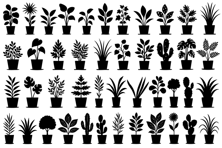 Potted Plants SVG Bundle: Plant Pot Clipart for Cricut