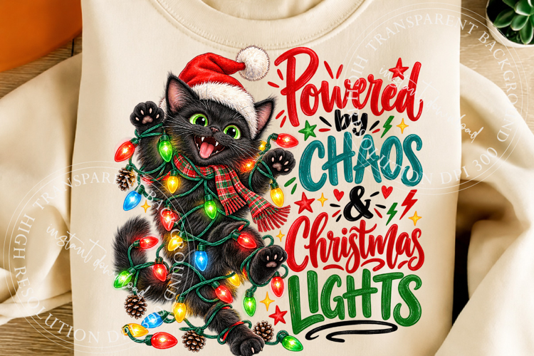 Powered by Chaos Christmas Cat PNG