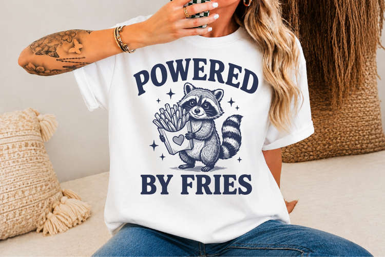 Powered By Fries SVG, Funny Raccoon Design