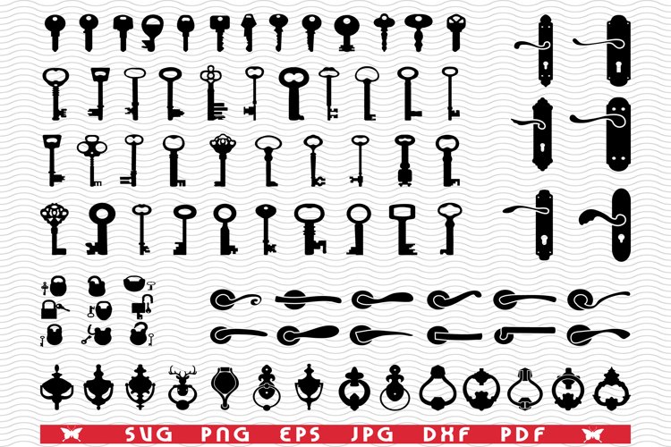 Doorknobs&Keys Silhouettes SVG for Cricut, Silhouette example image 1