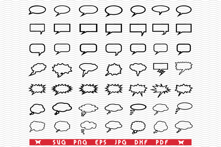 SVG Speech Bubble, Black silhouette, Digital clipart