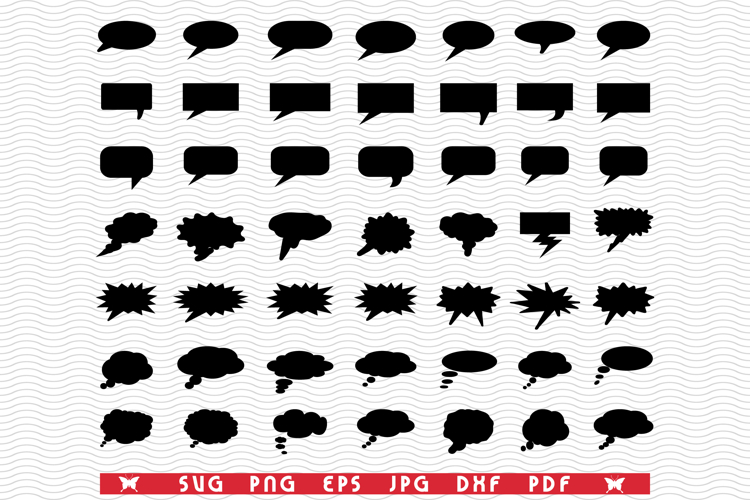 SVG Speech Bubble, Black silhouette, Digital clipart