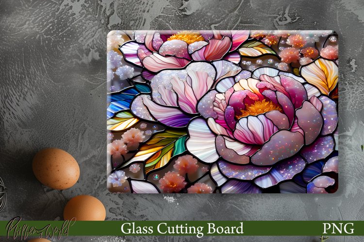 Glass Cutting Board Design | Pink Peonies