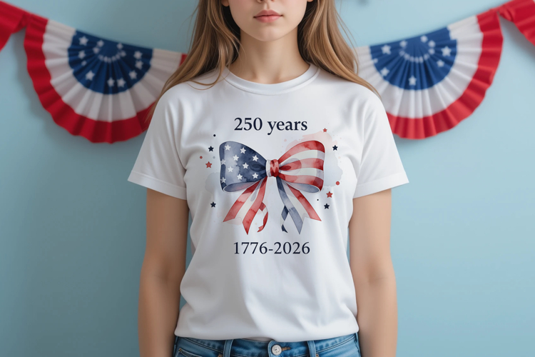 250 Years Patriotic Bow Coquette USA PNG