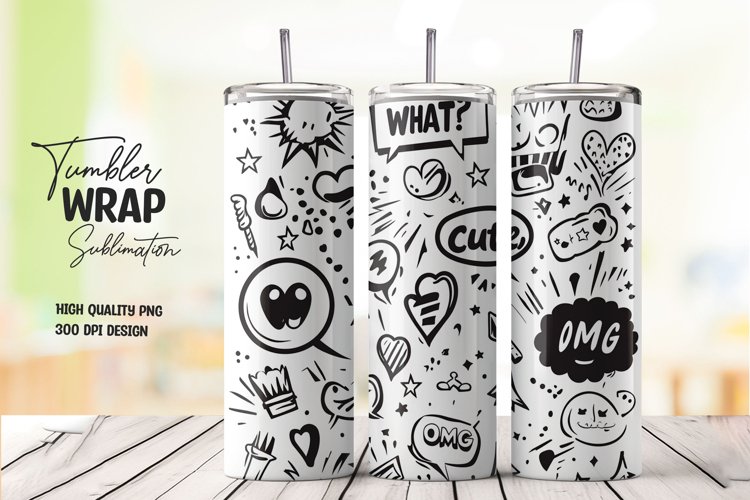 Comic artwork tumbler wrap sublimation example image 1