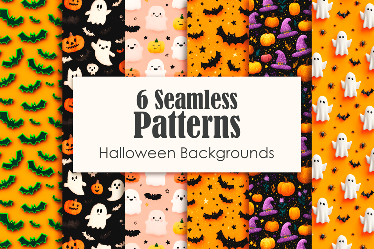 Halloween Seamless Patterns, Digital Paper PNG