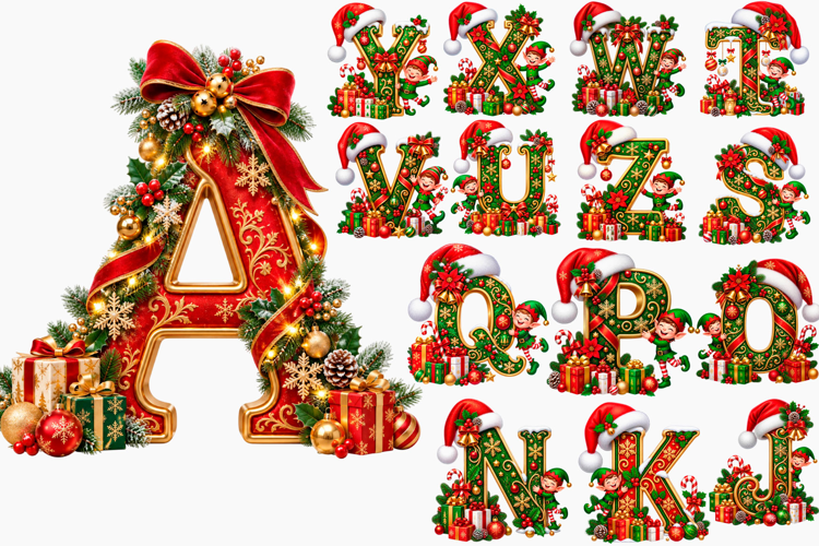 Christmas Elf Alphabet PNG
