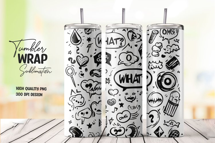 Comic artwork tumbler wrap sublimation example image 1