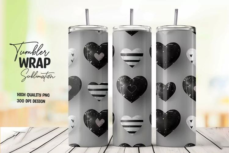 Heart semaless pattern tumbler wrap sublimation