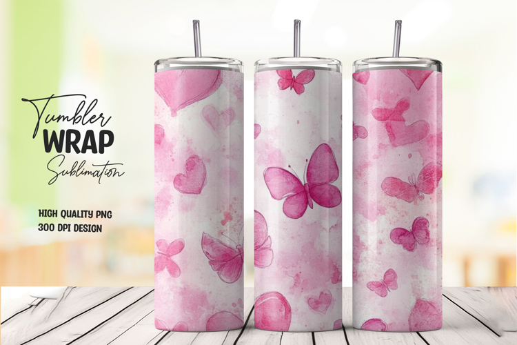Pink Butterfly Tumbler Wrap