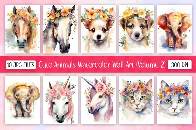 Cute Animals Watercolor Wall Art Vol 2 example image 1