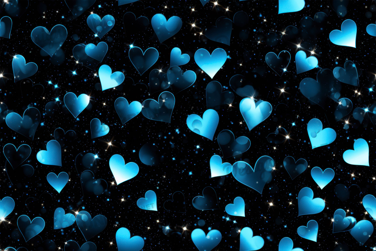 Blue Heart Sparkle Pattern Background