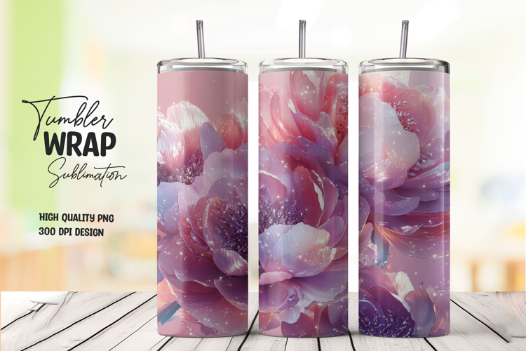 Purple Peony Floral Elegant Tumbler Wrap
