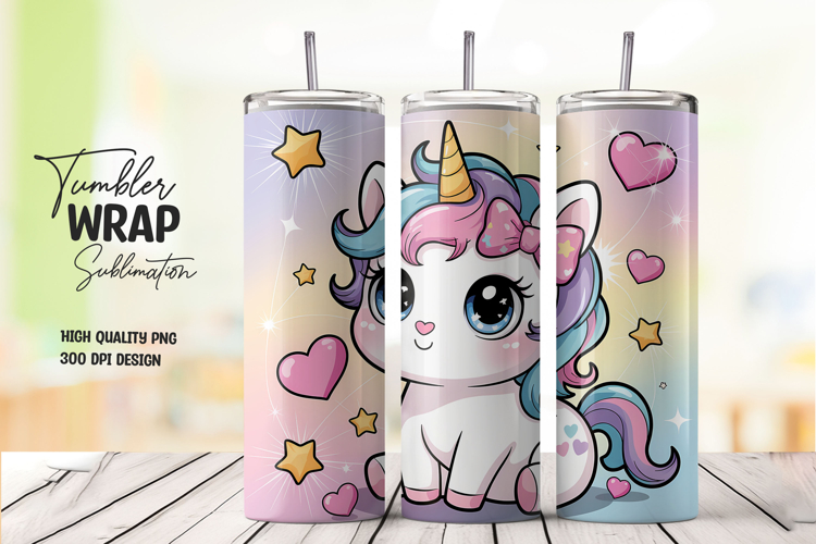 Starry Unicorn Fantasy Wrap Tumbler PNG