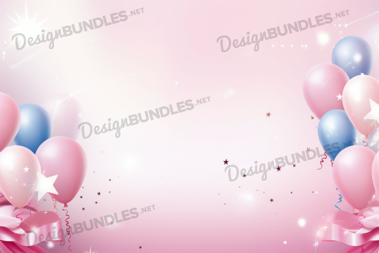 Pink birthday balloons, birthday invitation background