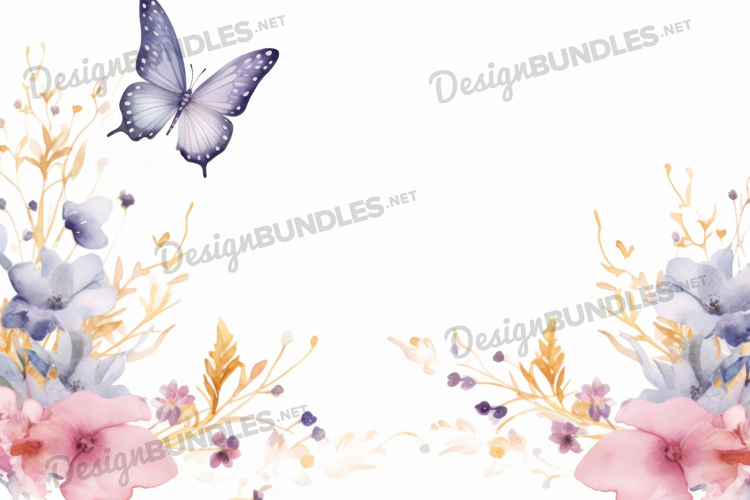 Watercolor butterfly field background