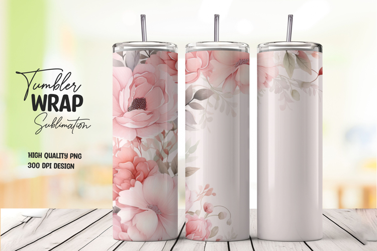 Blush Floral tumbler wrap png