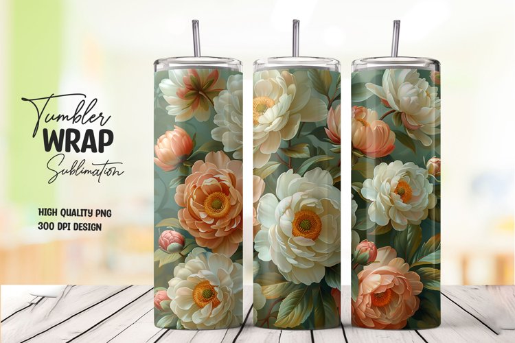 Flower pattern tumbler wrap sublimation