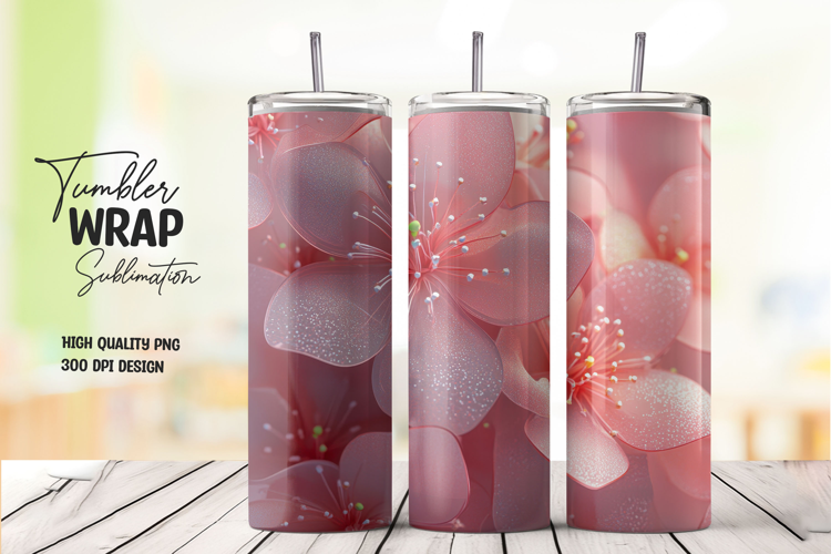 Petal Watercolor Floral Tumbler Wrap PNG