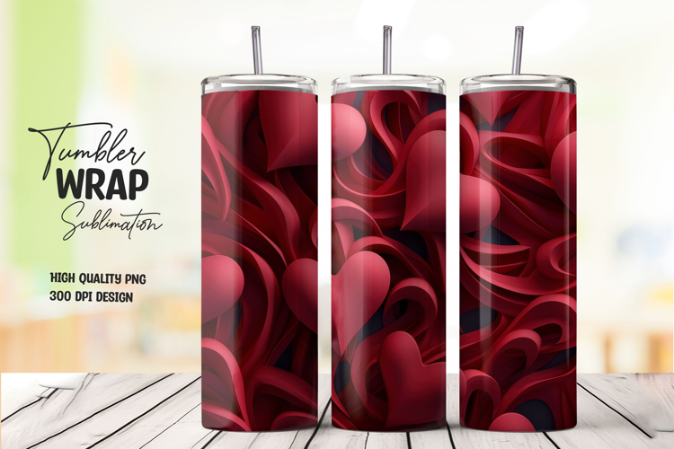 Red Glow Heart Tumbler Wrap