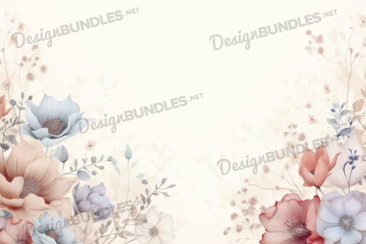 Watercolor flower Frame Digital Paper, Floral Background,