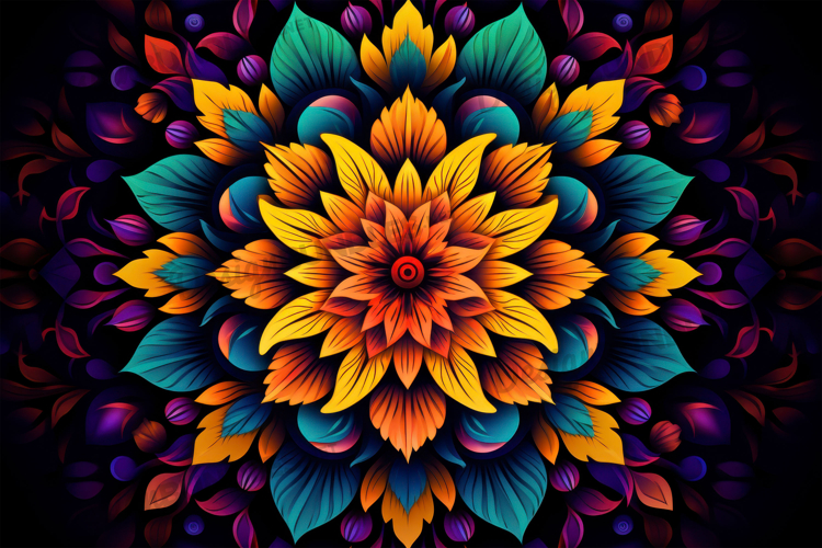 Dark Orange Mandala Flower Background