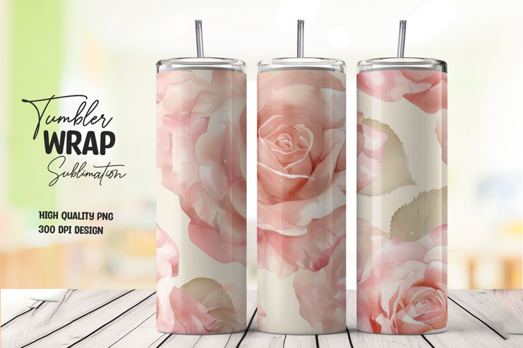 Pink Floral tumbler wrap png