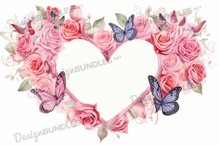 Watercolor butterfly heart, Butterfly shaped digital paper