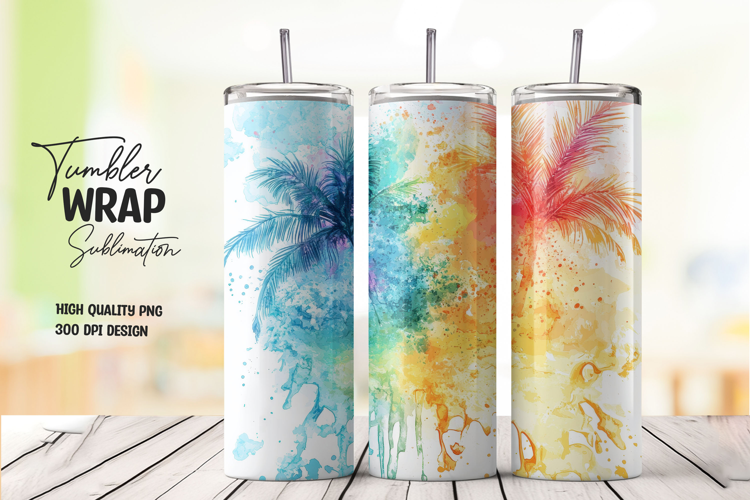 Blue Pink Splash Abstract Tumbler Wrap