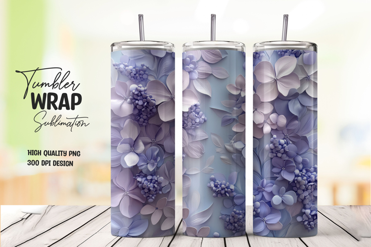Blue 3D Floral Tumbler Wrap