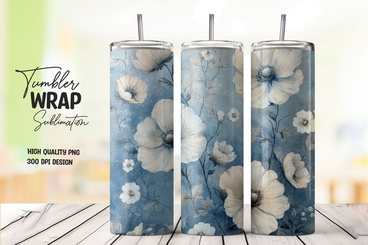 Blue Blossom tumbler wrap png