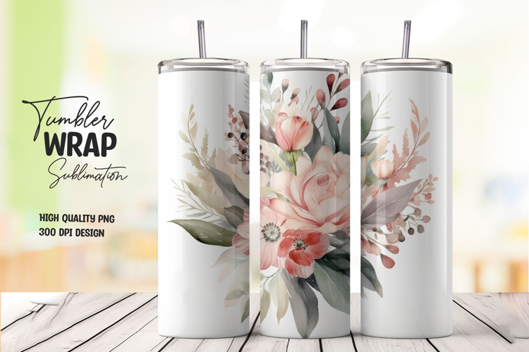 Rustic Floral tumbler wrap png