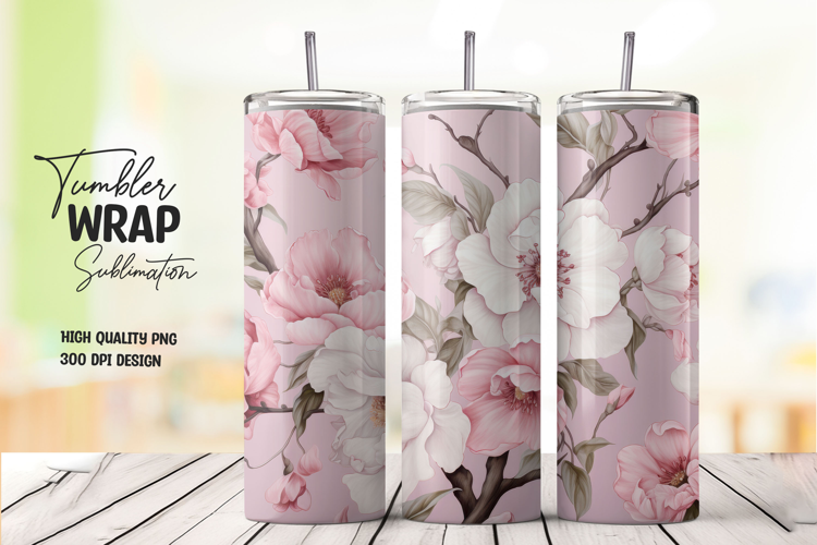 Pink Blossom tumbler wrap png
