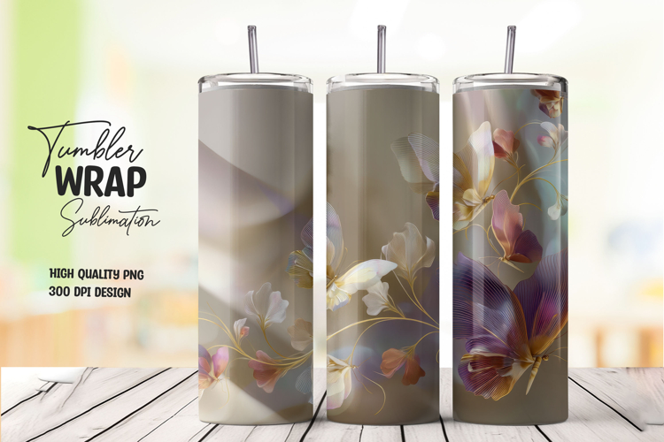Soft Floral Watercolor Tumbler Wrap PNG