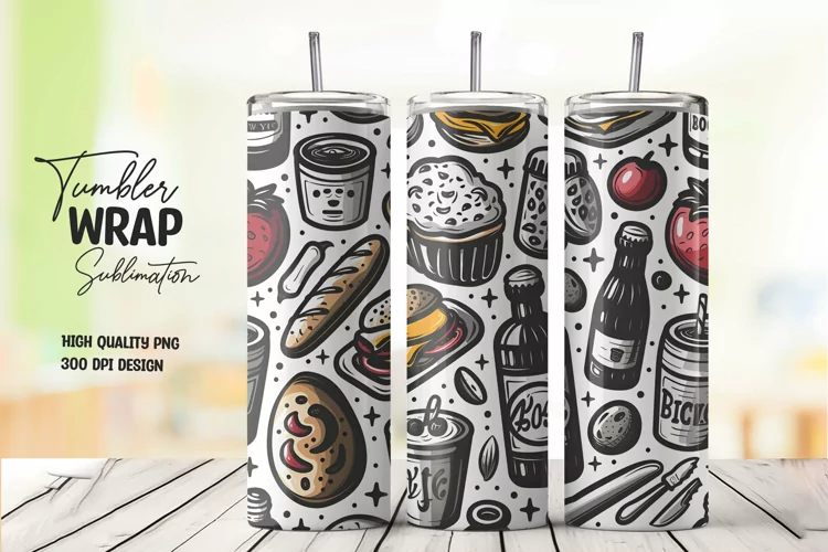 Food pattern tumbler wrap sublimation