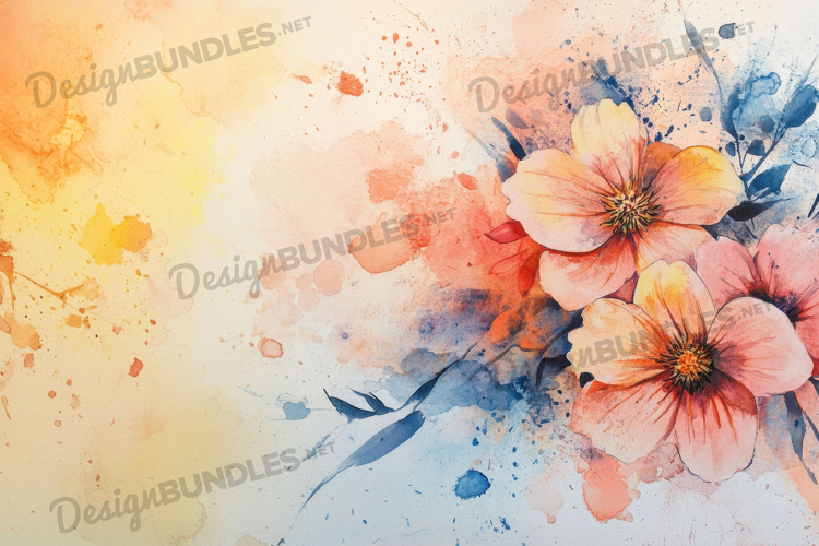 Splash Ink Watercolor Floral Painting