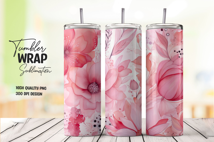 Pink Floral Tumbler Wrap