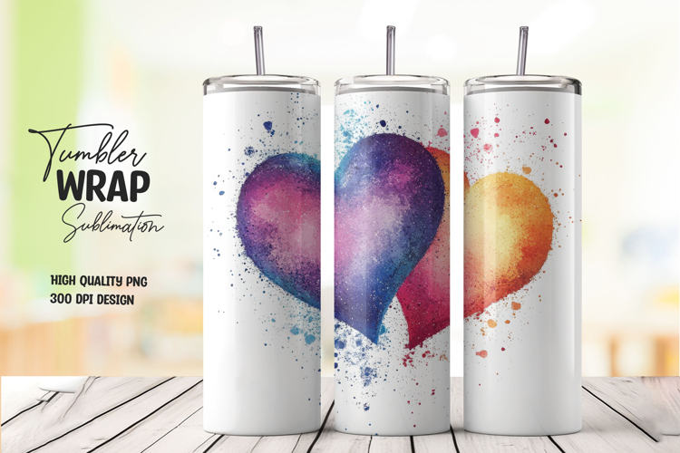 Vibrant Heart Tumbler Wrap PNG