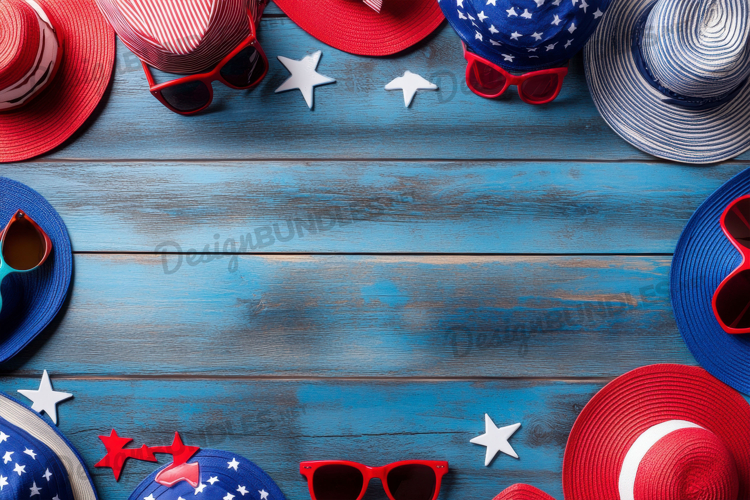 4th of July Party Flat Lay with American Decorations