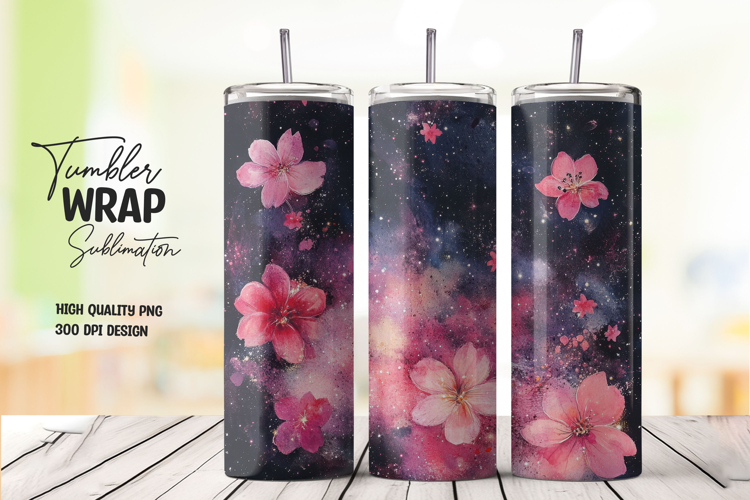 Pink Floral Tumbler Wrap PNG